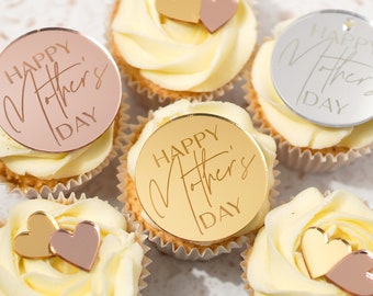 Spegel Akryl Tårtberlock Glad Mors Dag Tårtskiva Akryl Mamma Cupcake Topper Mamma Tårttoppare Namn Tårtberlocker Anpassade