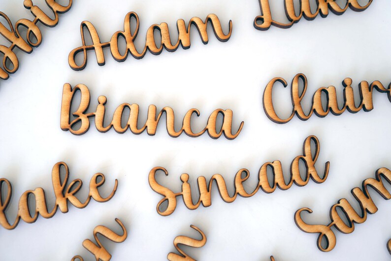 Script font wooden laser cut wedding decor