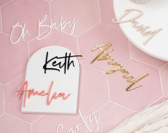 Name Cake Charm Script Name Cake Topper Personalised Acrylic Cake Charm Gold 30 Rose Gold Silver Pink Baby Cake Charms UK Cake Decorations