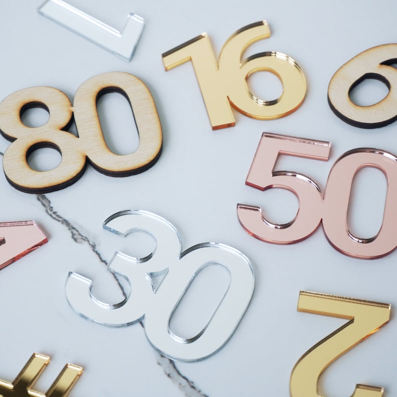 Acrylic laser cut double digit cake decoration