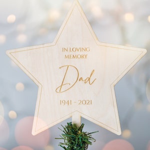 Personalised Christmas Tree Topper, Star Tree Topper Memorial Gift Decoration Remembrance In Loving Memory Christmas Ornament Xmas Tree Star