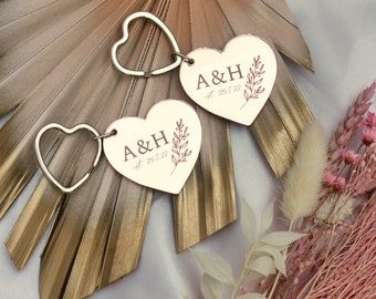 Llavero personalizado para novio, novia, pareja, con iniciales grabadas, fecha, recuerdo de San Valentín, llavero para marido, esposa, aniversario, compromiso.