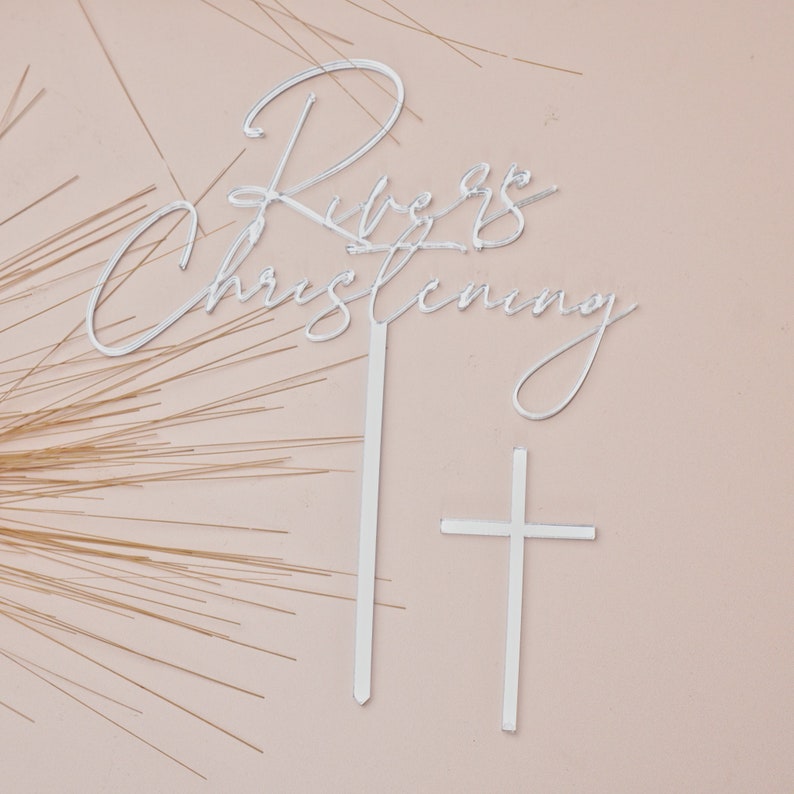 Personalised acrylic christening cake topper