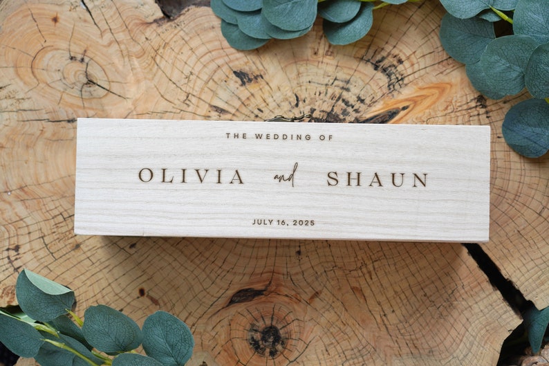 Wine Box Wedding Ceremony Personalised Wedding Wine Box Time Capsule Wedding Wine Gift Engraved Wooden Champagne Bottle Box image 2