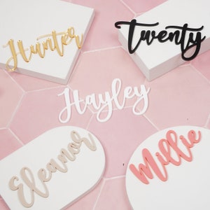Mirror Acrylic Cake Charm, Script Acrylic Cake Topper Personalised Name Cake Topper Name Cake Charms Silver Gold Custom Cake Decorations