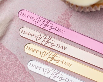 Palitos de helado para el Día de la Madre, Paletas de helado acrílicas, Paletas de helado doradas, Recuerdos de helado para mamá, Palitos de helado para el Día de la Madre, Soporte para helado