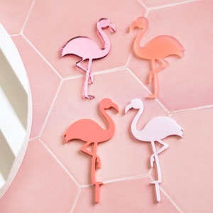 Flamingo Cake Topper 4er set Tropischer Kuchen Topper Hawaii Kuchen Topper Geburtstag Kuchen Dekor miami flamingo Kuchen Charme