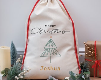 Custom Christmas Sack with Name Santa Sack Gift Bag Custom Christmas Gift Bag With Reindeer Christmas Stocking Personalized Holiday Decor