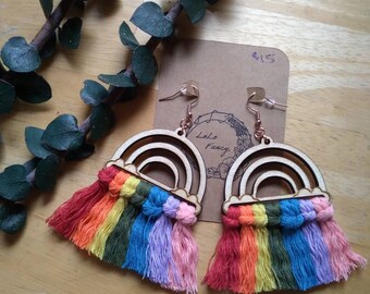 Rainbow Macrame Earrings