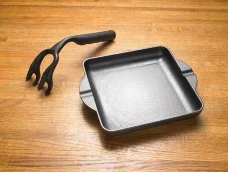 BBQ Cast Iron Skillet With Removable Handle Etsy