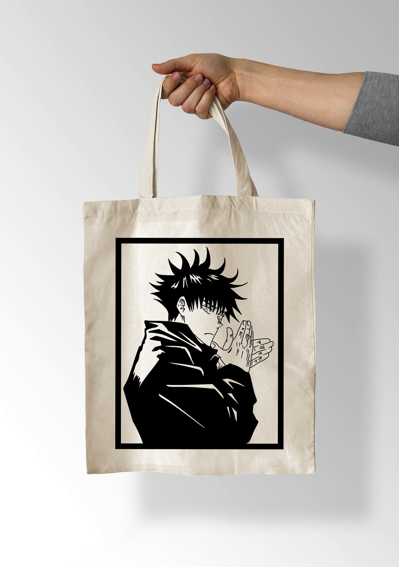 Black Tote Bag Fushiguro Megumi Jujutsu Kaisen High Etsy