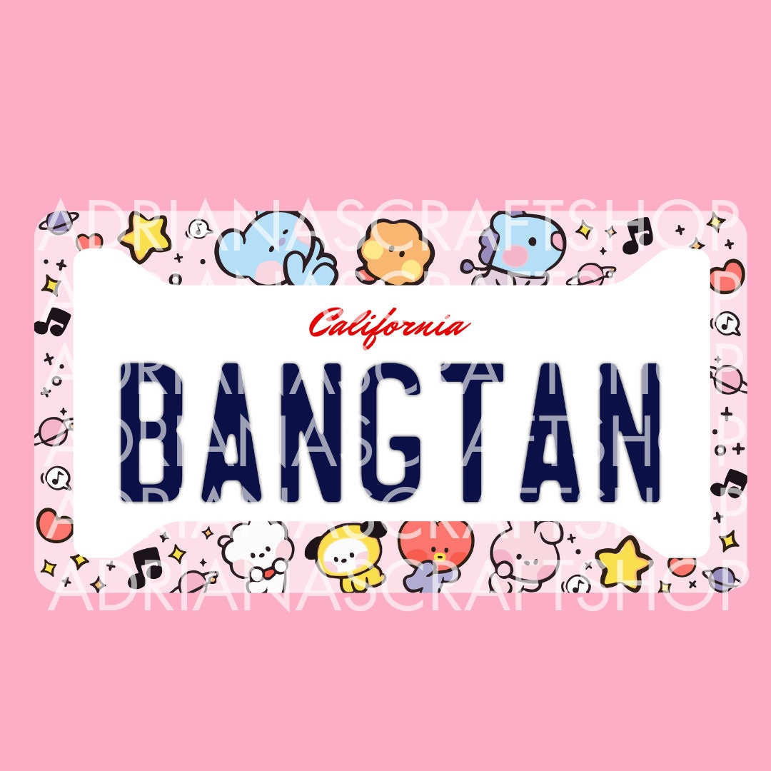 BTS Galaxy Pink License Plate Frame | BT21 License Plate Frame Bangtan BTS ARMY