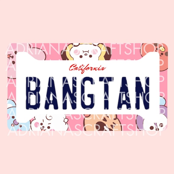 BT21 Pink License Plate Frame (UPDATED Mang) - BTS ARMY Bangtan - Etsy
