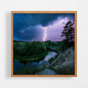 Lightning storm landscape print