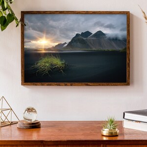 Sunset print, mountain landscape, Iceland