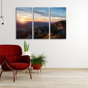 Sunset in mountains, large canvas print