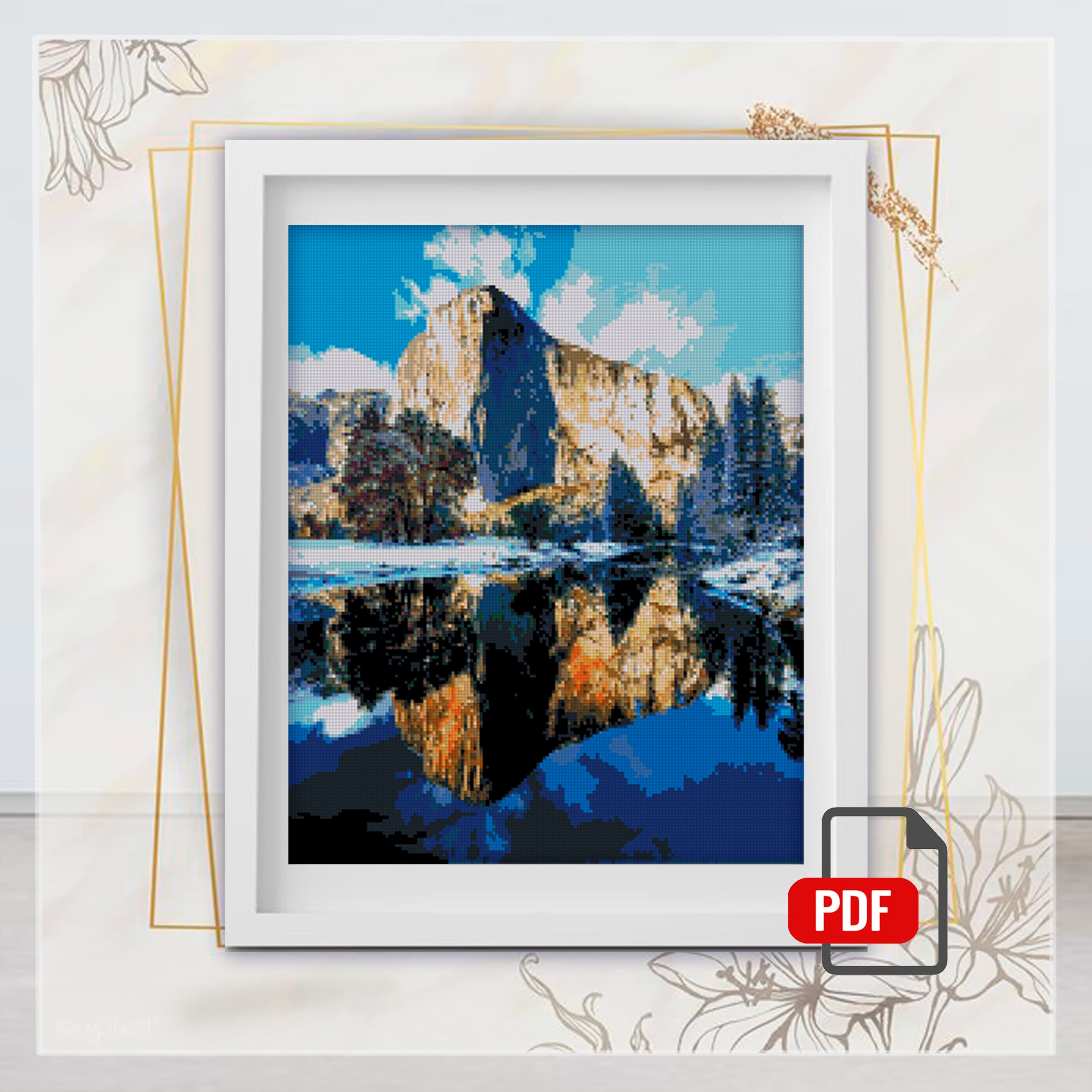Cross Stitch Pattern yosemite National Park DMC Etsy