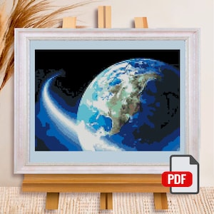 "Kreuzstichvorlage ""Planet Erde aus dem Weltraum"" Kreuzstich Stickvorlage Stickvorlage Stickvorlage PDF Sofort Download