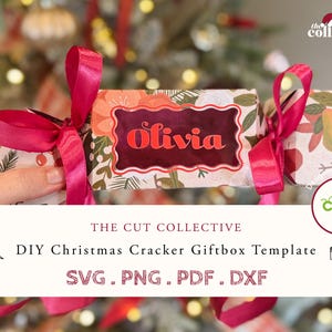 Modello personalizzato per scatola regalo di cracker di Natale - File Cricut SVG, PNG, pdf, Dxf - Fai da te