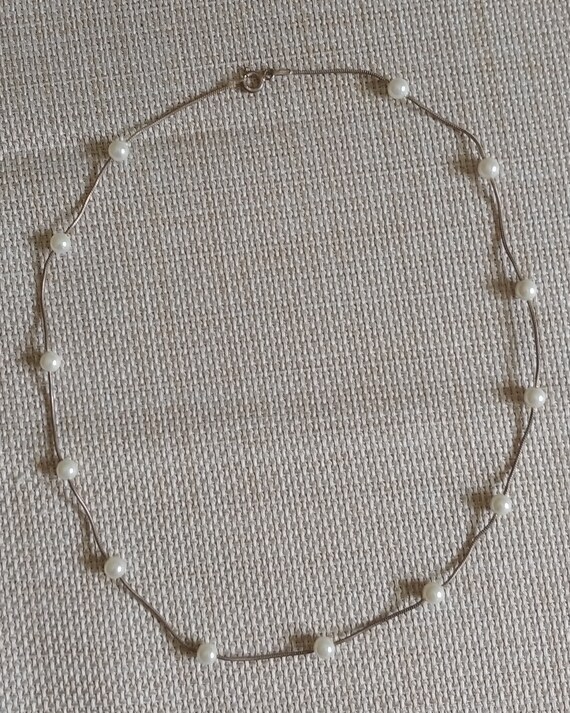 Silver and Pearl Necklace - image 1