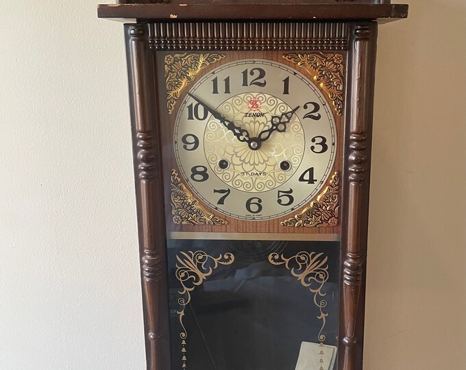 Vintage Zenon 31 Day Wind up Chime Wall Clock Etsy