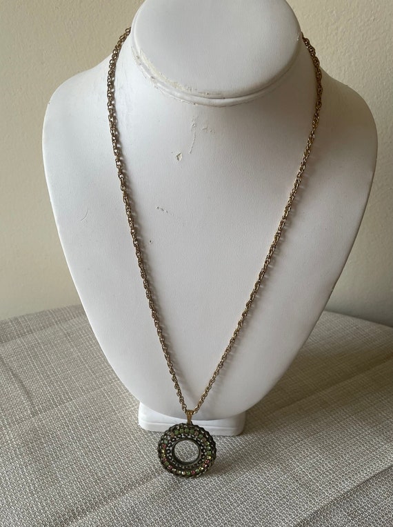 Vintage Gold Tone Necklace with Uranium Crystals