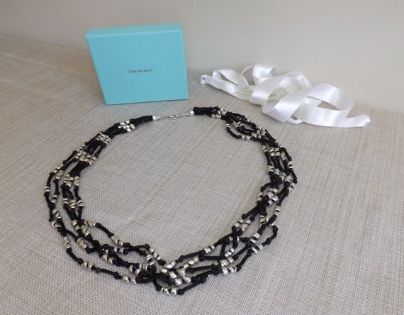 Gorgeous Rare Tiffany & Co. 5 strand black silk a… - image 3