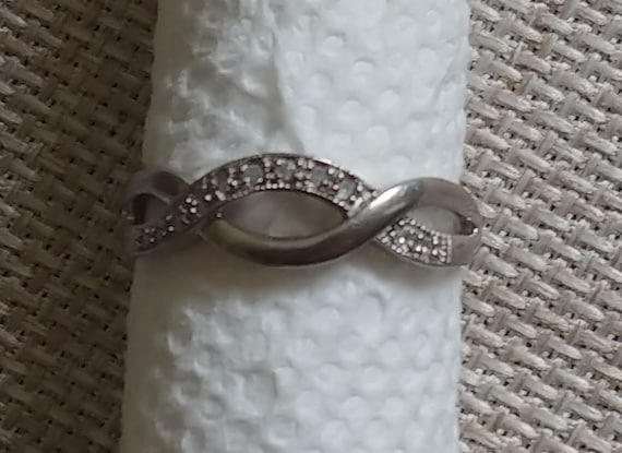 Sterling Silver and Diamond Infinity Band Ring