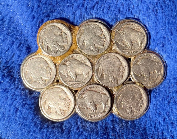 Vintage custom belt buckle featuring Buffalo nickels and brass bullet casings Indian Head Nickel Belt Buckle In Vintage Belt Buckles for  main image 2