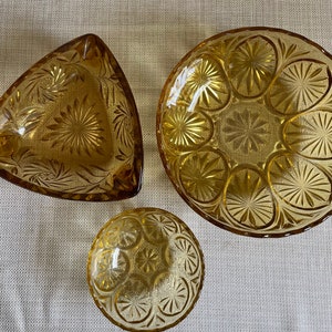 3 Piece Vintage Amber Glassware