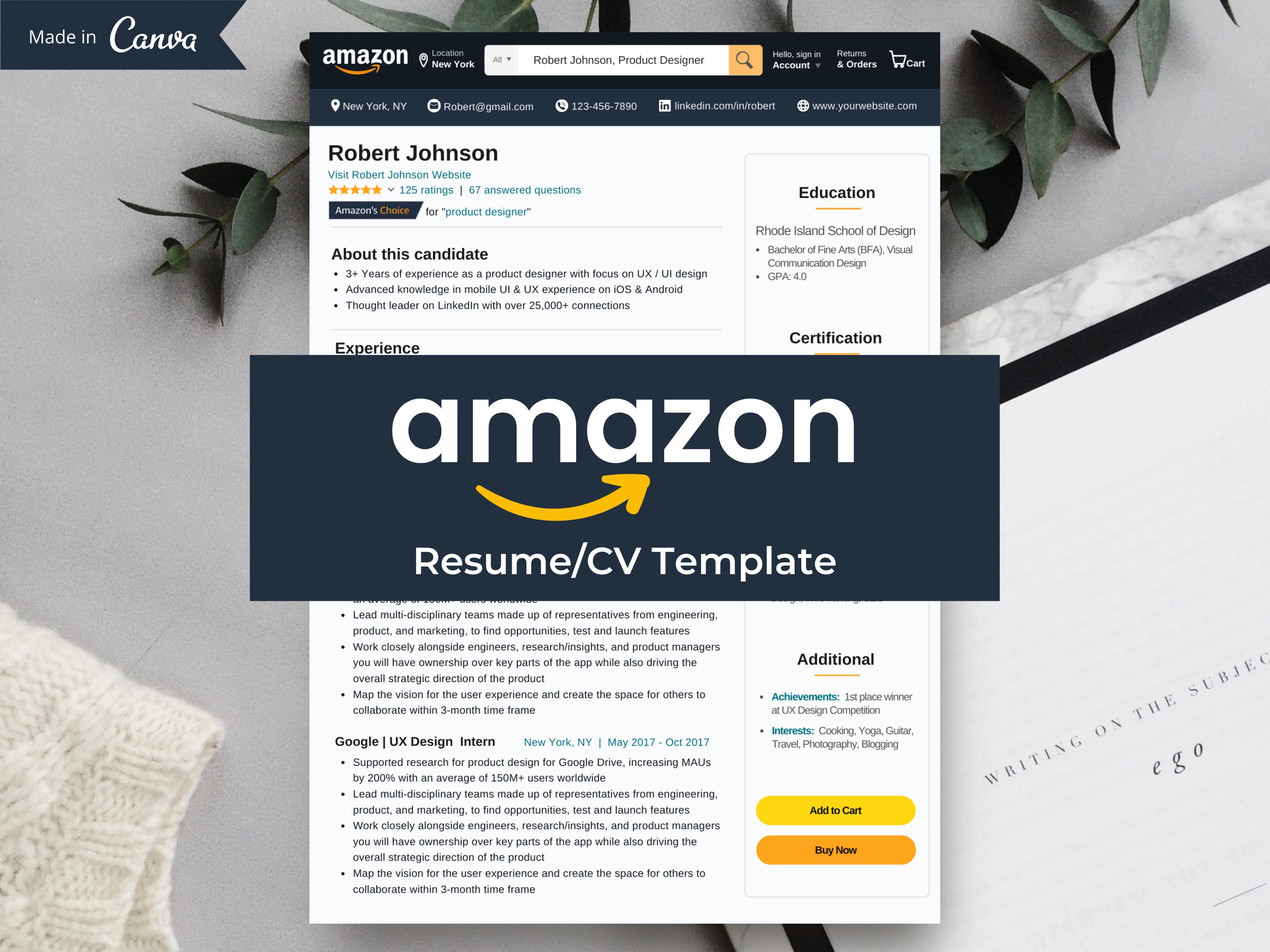 AMAZON Resume Template 2023 FAANG Resume CV and Cover Etsy UK AMAZON Resume Template 2023 FAANG Resume CV and Cover Etsy UK
