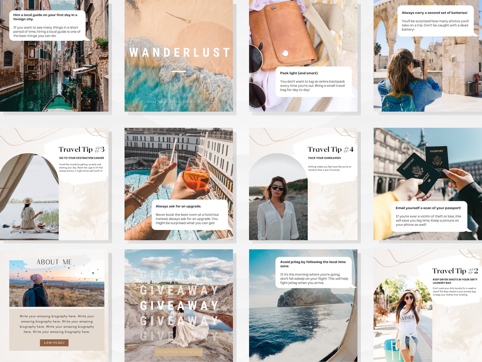 50 TRAVEL Blog 2 Instagram Post Templates Travel Templates Etsy