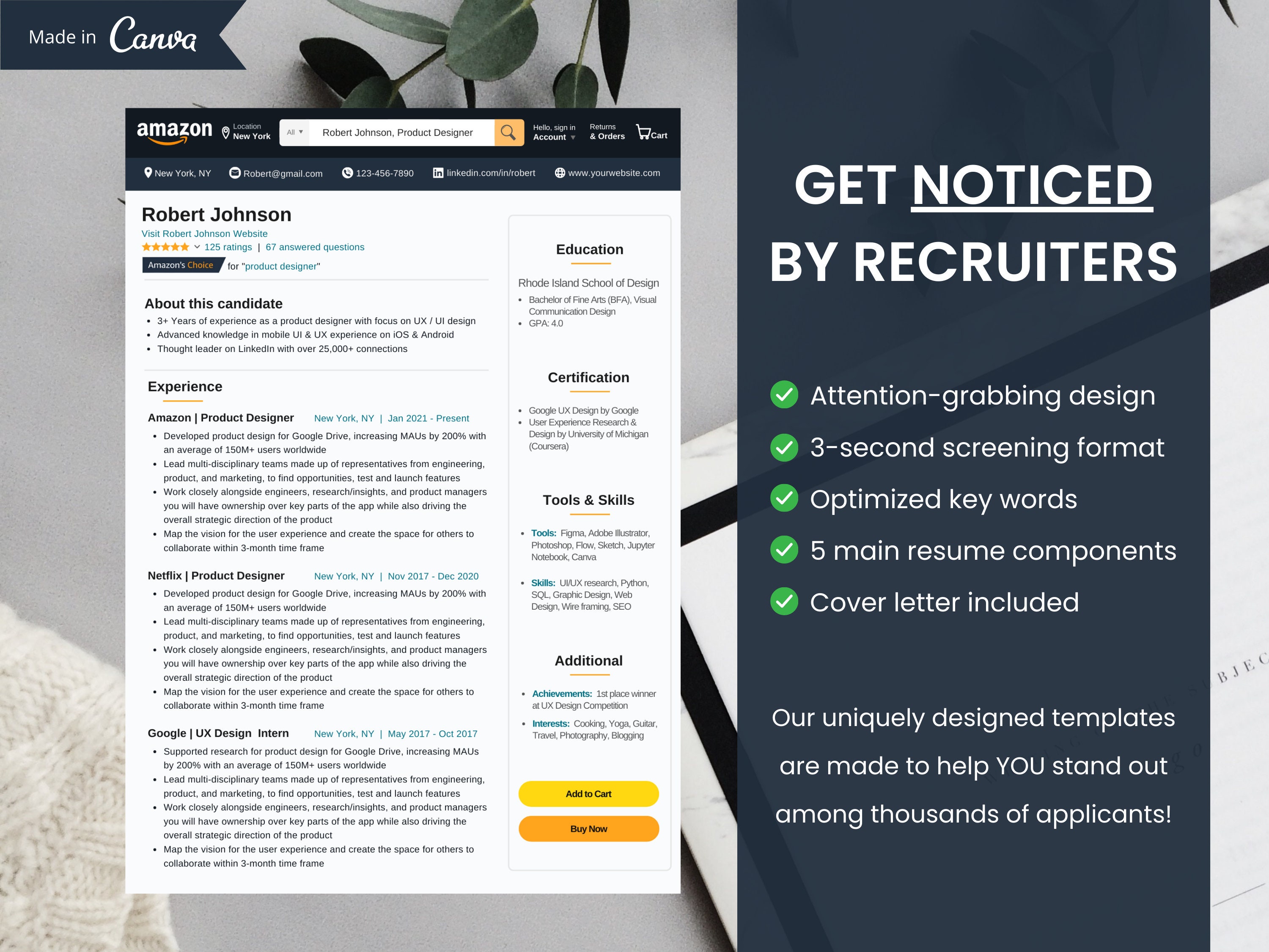 AMAZON Resume Template 2023 FAANG Resume CV and Cover Etsy UK AMAZON Resume Template 2023 FAANG Resume CV and Cover Etsy UK