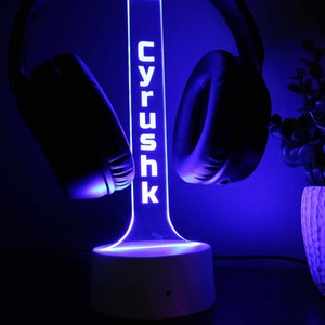 Personalized Headphone Stand Gamer Gift Video Game Lover, Custom Gamertag Stand, Personalized Streamer Headset Holder image 4