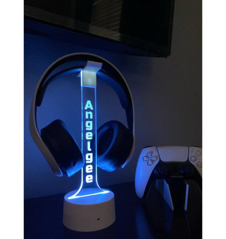 Personalized Headphone Stand Gamer Gift Video Game Lover, Custom Gamertag Stand, Personalized Streamer Headset Holder image 1