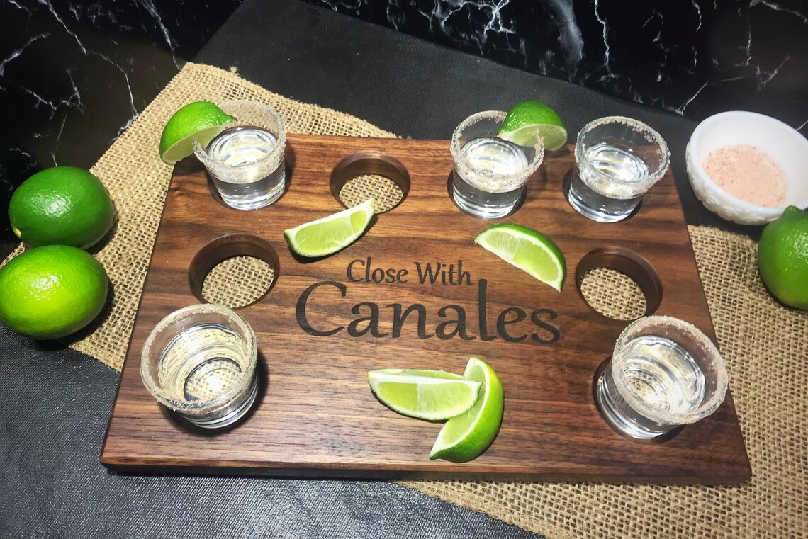 Shot Glass Board / Shot Glass Flight / Charcuterie Board / Etsy