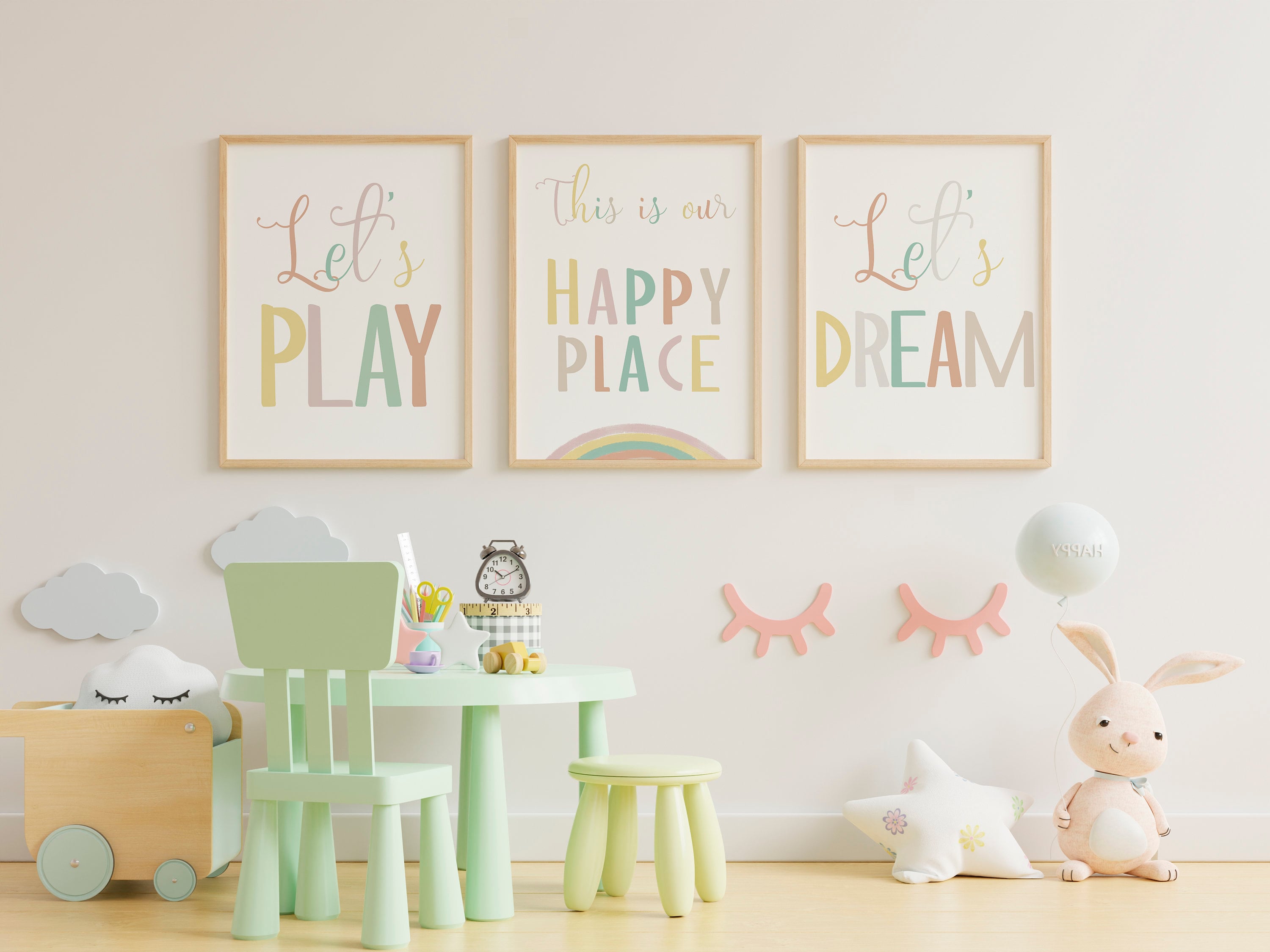 Lot of 3 posters for children's playroom gray. decorative Etsy