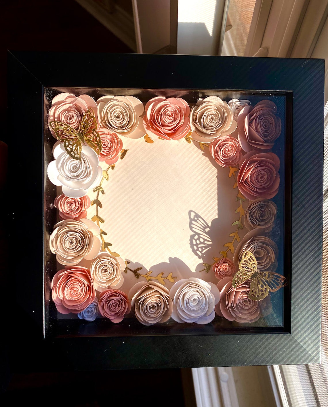 Custom Shadow Box Paper Flowers Shadow Box Gifts Etsy Shadow Box My