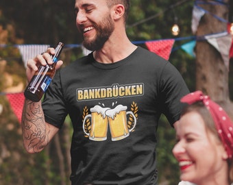 Lustiges Bier T-Shirt | Party und Saufen Motiv | Trinken und Bankdrücken Design | Perfektes Geschenk für Bierliebhaber
