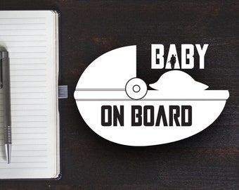 Baby on Board - Baby Yoda Vinyl Car Window Sticker - Mandalorian Vinyl Sticker, perfect for star wars parents!