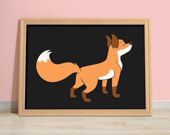 Cute Fox Wall Art - Digital Print - Printable Downloadable Wall Print - Fox Art - Fox