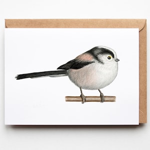 Tarjeta de teta de cola larga - Tarjeta de felicitación de pájaros - A6