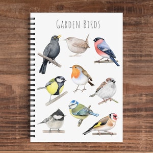 Personalised A5 Garden Birds Notebook - 80 Blank Pages - Bird Spiral Notepad Notebook - Gift for Bird Lover