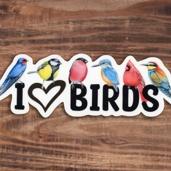 I Love Birds Sticker - Glossy Vinyl Sticker