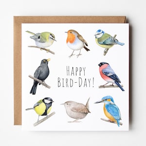 Bird Birthday Card - Personalised Birthday Card with Birds