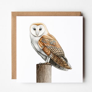 Schleiereule Grußkarte - Vogel Kunst Karte - Natur Grußkarte