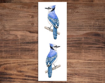 Blue Jay Bookmark, Bird Bookmark, Art Bookmark, Gift for Bird Lover, Handmade Bookmark