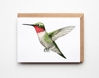 Tarjeta de colibrí - Tarjeta de felicitación de pájaro - A6