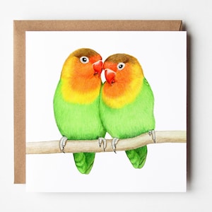 Carte Lovebirds - Anniversaire - Mariage - Couple - Carte de vœux