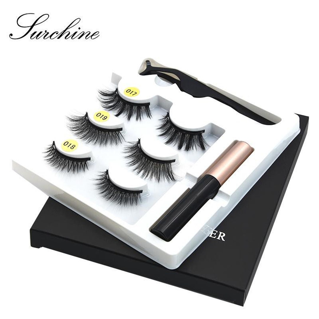 Silk Eyelashes Kit With Tweezers and Eyeliner Etsy